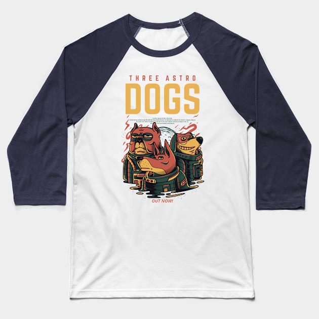 Three Astro Dogs Baseball T-Shirt by teebarclub